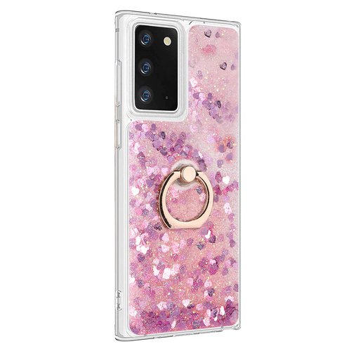 Microsonic Samsung Galaxy Note 20 Kılıf Glitter Liquid Holder Pembe