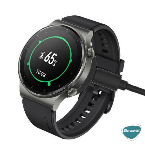 Microsonic Huawei Watch GT2 Pro Manyetik USB Şarj Kablosu Siyah