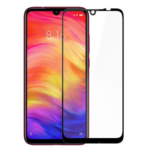 Microsonic Xiaomi Redmi Note 7 Tam Kaplayan Temperli Cam Ekran koruyucu Siyah