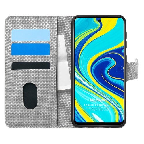 Microsonic Xiaomi Redmi Note 9 Pro Kılıf Fabric Book Wallet Gri