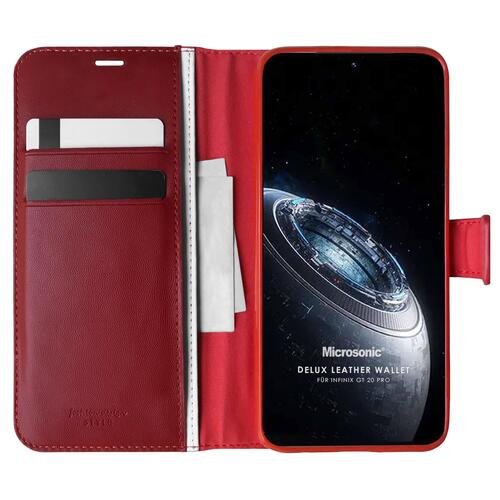 Microsonic Infinix GT 20 Pro Kılıf Delux Leather Wallet Kırmızı