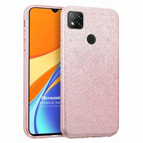 Microsonic Xiaomi Redmi 9C Kılıf Sparkle Shiny Rose Gold