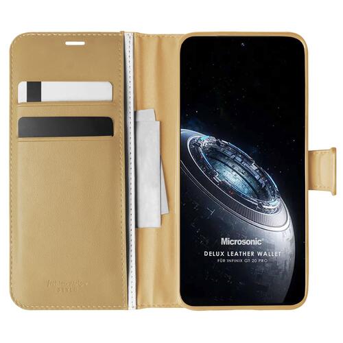 Microsonic Infinix GT 20 Pro Kılıf Delux Leather Wallet Gold