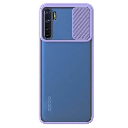 Microsonic Oppo A91 Kılıf Slide Camera Lens Protection Lila