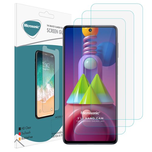 Microsonic Samsung Galaxy M51 Screen Protector Nano Glass (3 Pack)