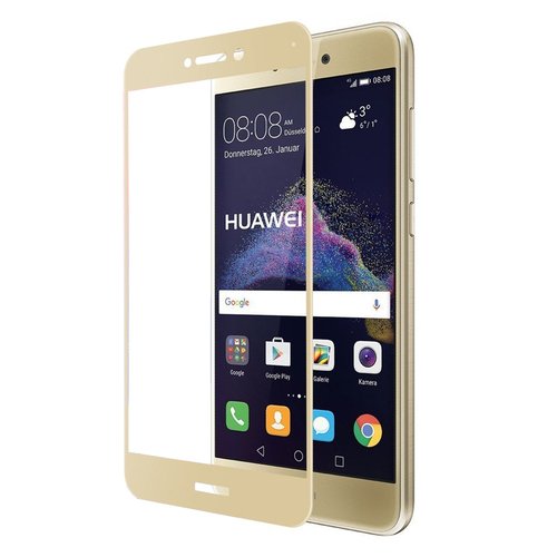 Microsonic Huawei P9 Lite 2017 3D Kavisli Temperli Cam Ekran koruyucu Kırılmaz Film Gold