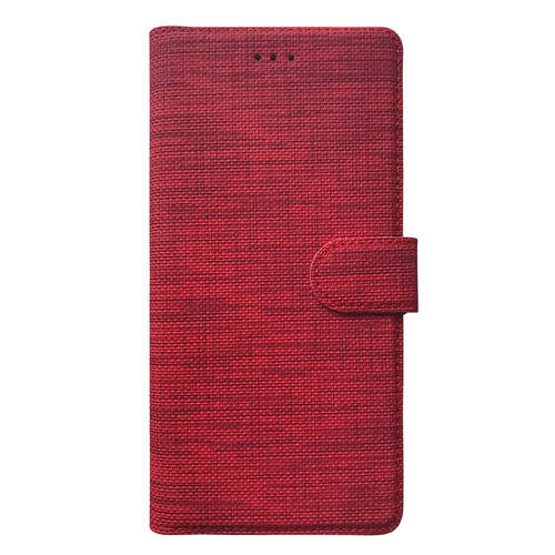 Microsonic Samsung Galaxy S23 Ultra Kılıf Fabric Book Wallet Kırmızı