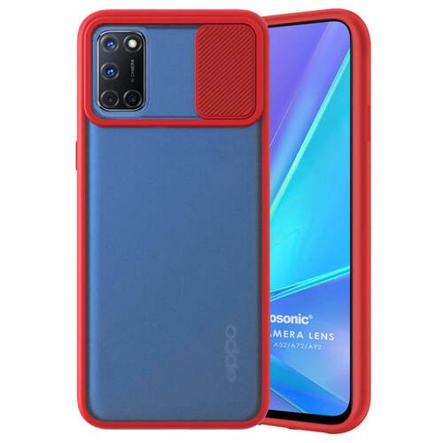 Microsonic Oppo A92 Kılıf Slide Camera Lens Protection Kırmızı