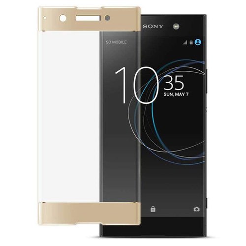 Microsonic Sony Xperia XA1 Plus Tam Kaplayan Temperli Cam Ekran koruyucu Kırılmaz Film Gold