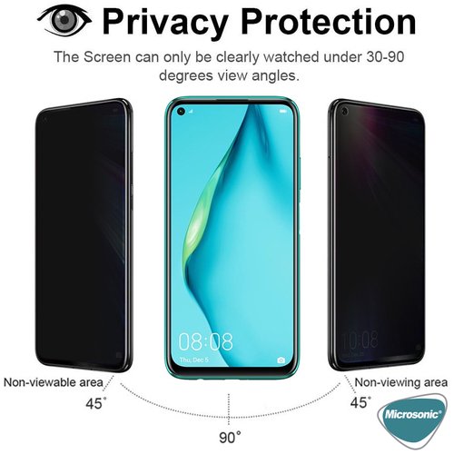 Microsonic Huawei P40 Lite Privacy 5D Gizlilik Filtreli Cam Ekran Koruyucu Siyah