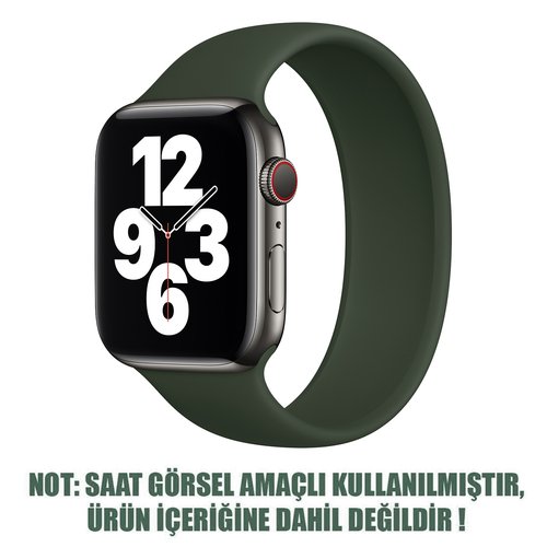 Microsonic Apple Watch SE 2022 40mm Kordon, (Medium Size, 145mm) New Solo Loop Koyu Yeşil