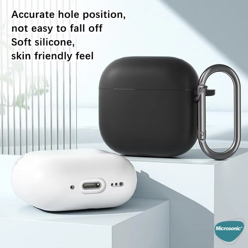 Microsonic AirPods 4 Kılıf Askılı Mat Silikon Kırmızı