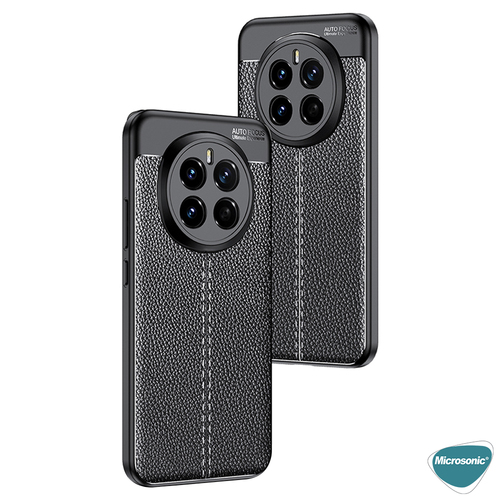 Microsonic Honor Magic 7 Pro Kılıf Deri Dokulu Silikon Siyah