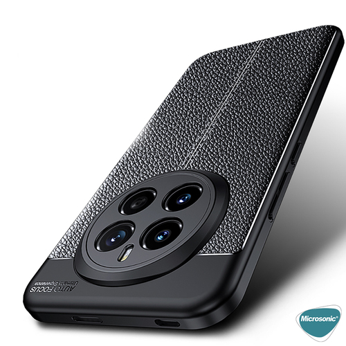 Microsonic Honor Magic 7 Pro Kılıf Deri Dokulu Silikon Siyah