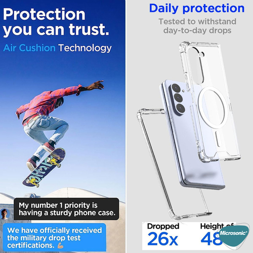 Microsonic Samsung Galaxy Z Fold 6 Kılıf MagSafe Clear Soft Şeffaf