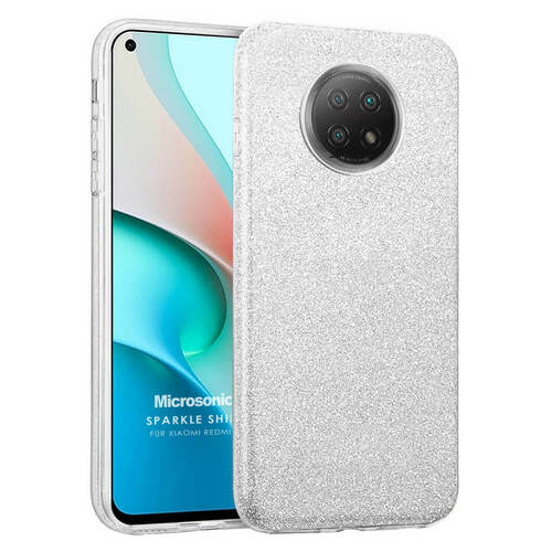 Microsonic Xiaomi Redmi Note 9 5G Kılıf Sparkle Shiny Gümüş