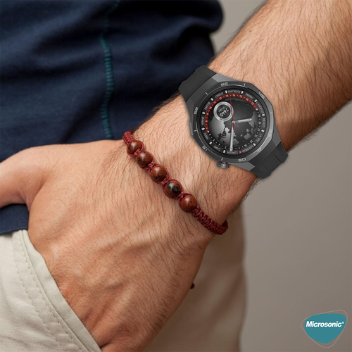 Microsonic Huawei Watch GT5 Pro 42mm Kordon, Silicone SwiftBands Koyu Yeşil