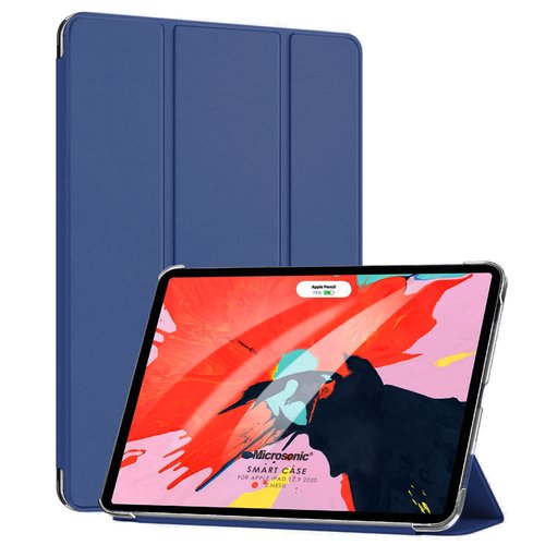 Microsonic Apple iPad Pro 12.9'' 2021 5. Nesil Kılıf (A2378-A2461-A2379-A2462) Slim Translucent Back Smart Cover Lacivert