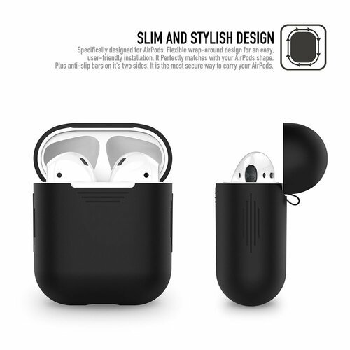 Microsonic Apple AirPods Bluetooth Kulaklık için Silikon Kılıf Siyah