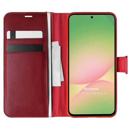 Microsonic Samsung Galaxy A56 Kılıf Delux Leather Wallet Kırmızı