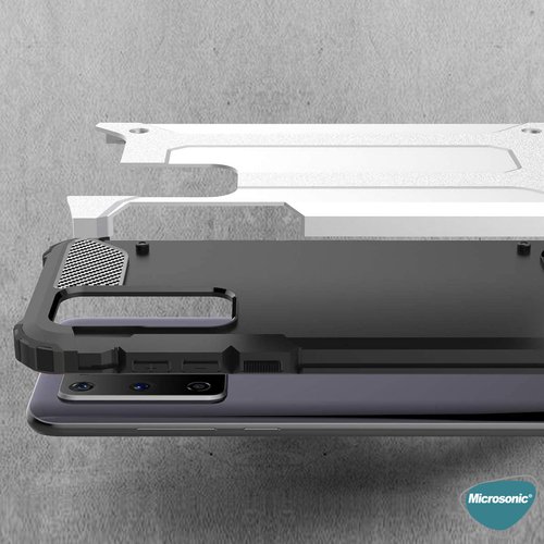 Microsonic Huawei P40 Kılıf Rugged Armor Gümüş