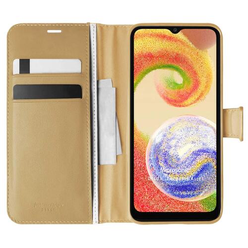 Microsonic Samsung Galaxy A04 Kılıf Delux Leather Wallet Gold