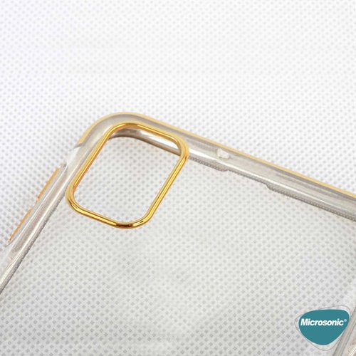 Microsonic Samsung Galaxy M31s Kılıf Skyfall Transparent Clear Gold