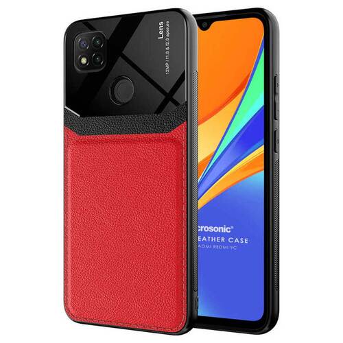 Microsonic Xiaomi Redmi 9C Kılıf Uniq Leather Kırmızı