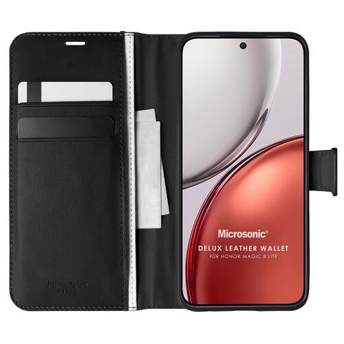 Microsonic Honor Magic 8 Lite Kılıf Delux Leather Wallet Siyah