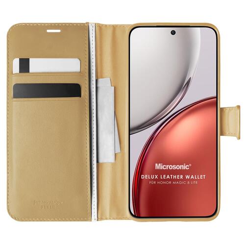 Microsonic Honor Magic 8 Lite Kılıf Delux Leather Wallet Gold