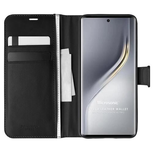 Microsonic TECNO Camon 40 Pro Kılıf Delux Leather Wallet Siyah