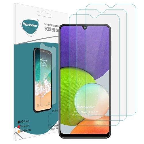 Microsonic Samsung Galaxy A22 4G Screen Protector Nano Glass Cam Ekran Koruyucu (3'lü Paket)