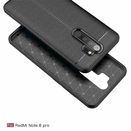 Microsonic Xiaomi Redmi Note 8 Pro Kılıf Deri Dokulu Silikon Siyah