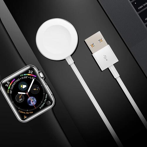 Microsonic Apple Watch SE 3 44mm Masaüstü Manyetik Şarj Cihazı Beyaz