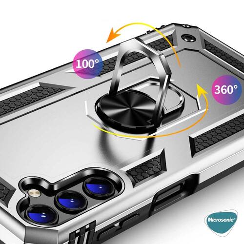 Microsonic Samsung Galaxy S25 Plus Kılıf Military Ring Holder Kırmızı