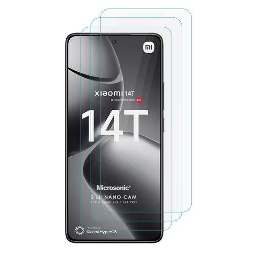 Microsonic Xiaomi 14T Pro Screen Protector Nano Glass Cam Ekran Koruyucu (3`lü Paket)