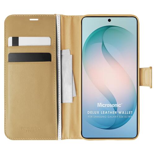Microsonic Samsung Galaxy S26 Ultra Kılıf Delux Leather Wallet Gold