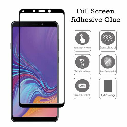 Microsonic Samsung Galaxy A9 2018 Tam Kaplayan Temperli Cam Ekran koruyucu Siyah