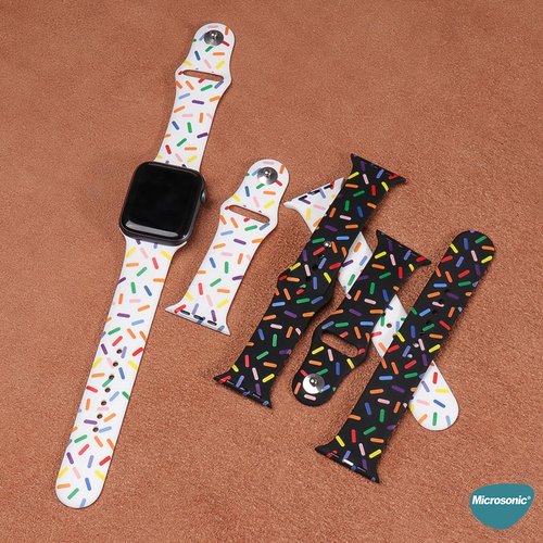 Microsonic Apple Watch Series 9 45mm Silikon Kordon V2 Pride Edition Beyaz