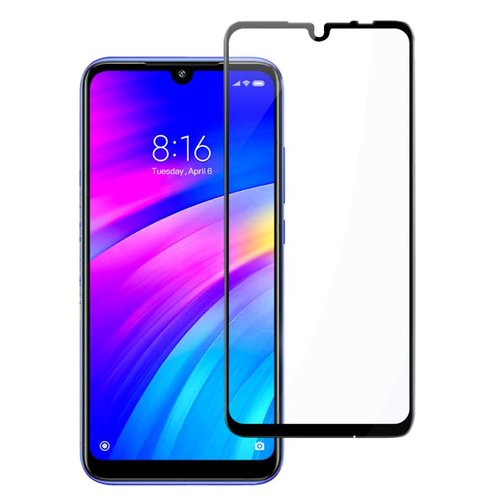 Microsonic Xiaomi Redmi 7 Tam Kaplayan Temperli Cam Ekran koruyucu Siyah