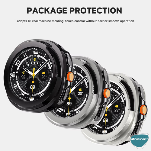 Microsonic Samsung Galaxy Watch 8 Classic 46mm Kılıf Matte Premium Slim WatchBand Siyah