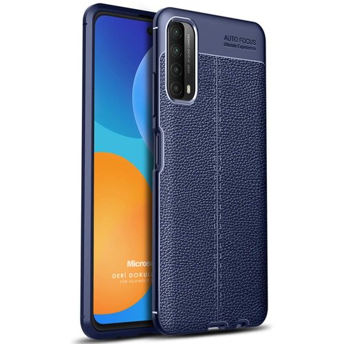 Microsonic Huawei P Smart 2021 Kılıf Deri Dokulu Silikon Lacivert