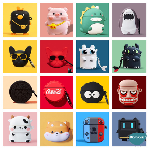 Microsonic AirPods Pro 3 Kılıf Cartoon Figürlü Silikon Crtn-Fgr-Pkebll