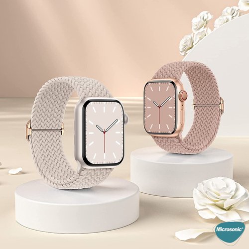 Microsonic Apple Watch Series 9 45mm Kordon Braided Loop Band Yeşil