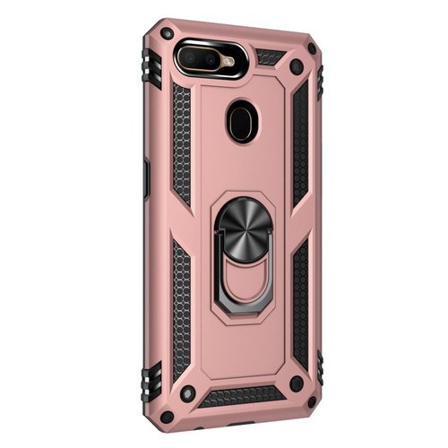 Microsonic Oppo A5S Kılıf Military Ring Holder Rose Gold