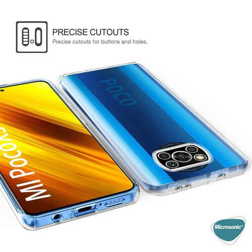 Microsonic Xiaomi Poco X3 Pro Kılıf 6 Tarafı Tam Full Koruma 360 Clear Soft Şeffaf