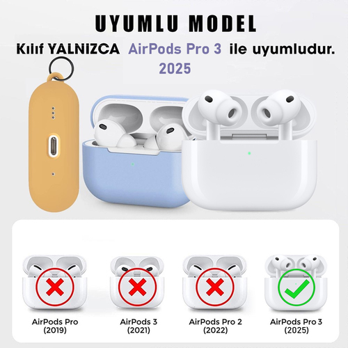 Microsonic AirPods Pro 3 Liquid Silicone Lansman Mavi