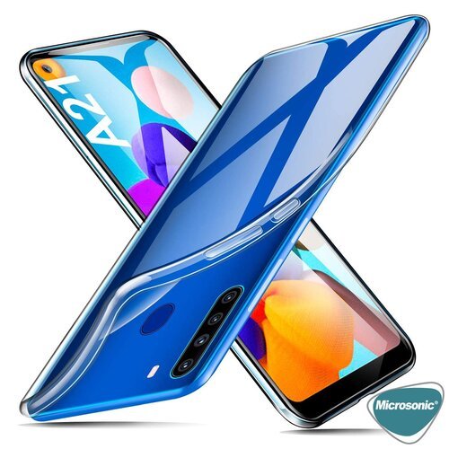 Microsonic Samsung Galaxy A21 Kılıf Transparent Soft Beyaz