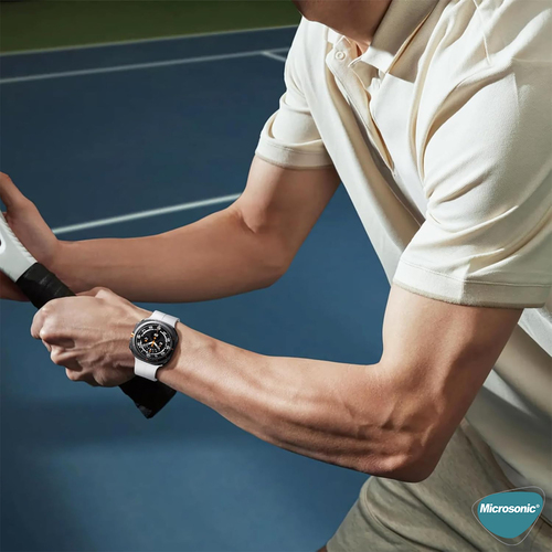 Microsonic Samsung Galaxy Watch 8 40mm Kordon Ribbon Line Bej