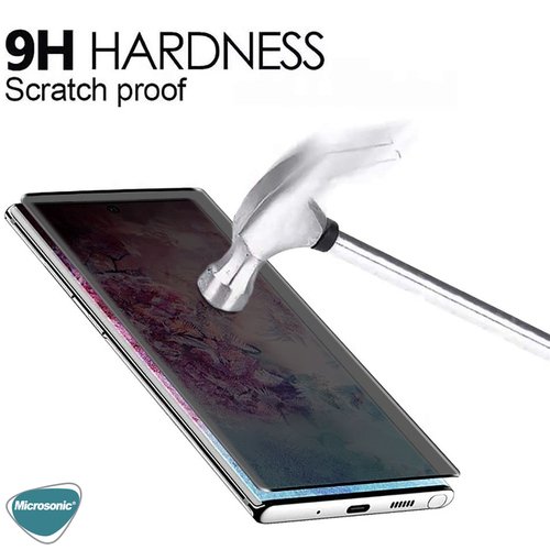 Microsonic Samsung Galaxy Note 10 Lite Privacy 5D Gizlilik Filtreli Cam Ekran Koruyucu Siyah